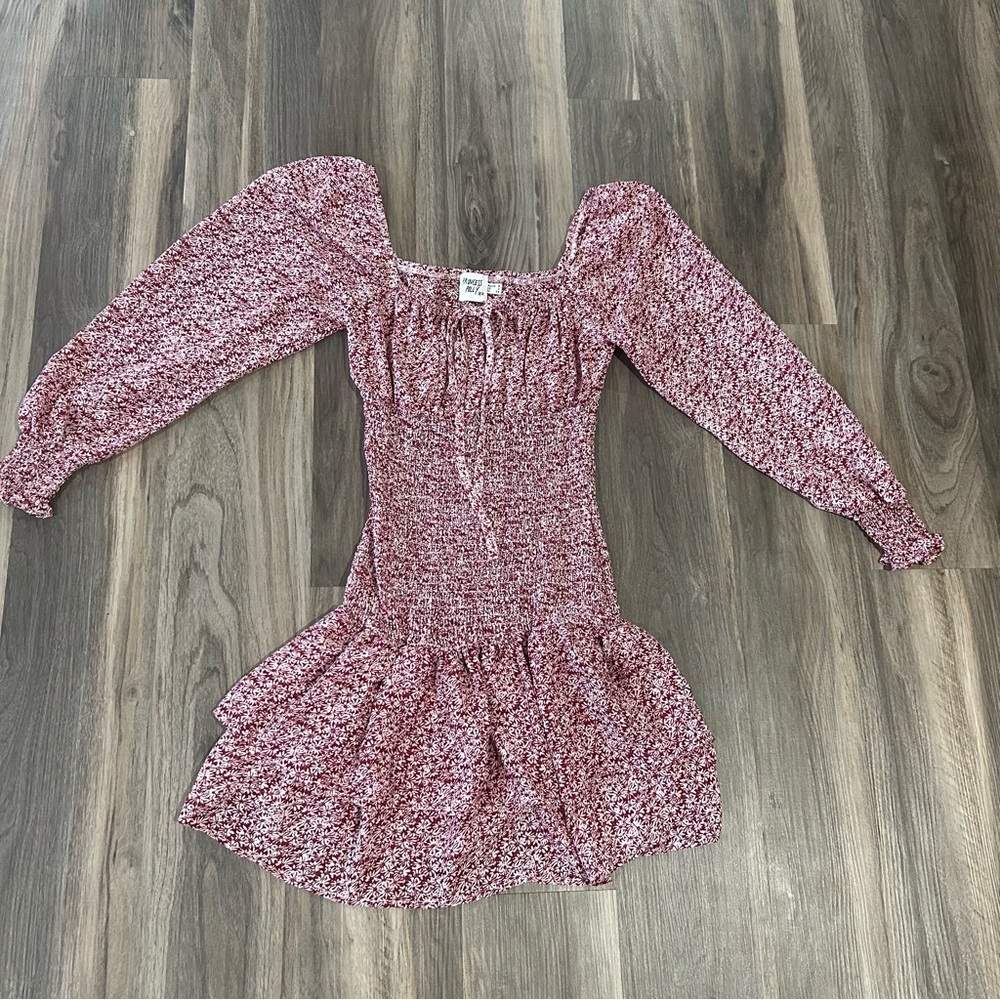 Floral Long Sleeve ruched flowy mini dress